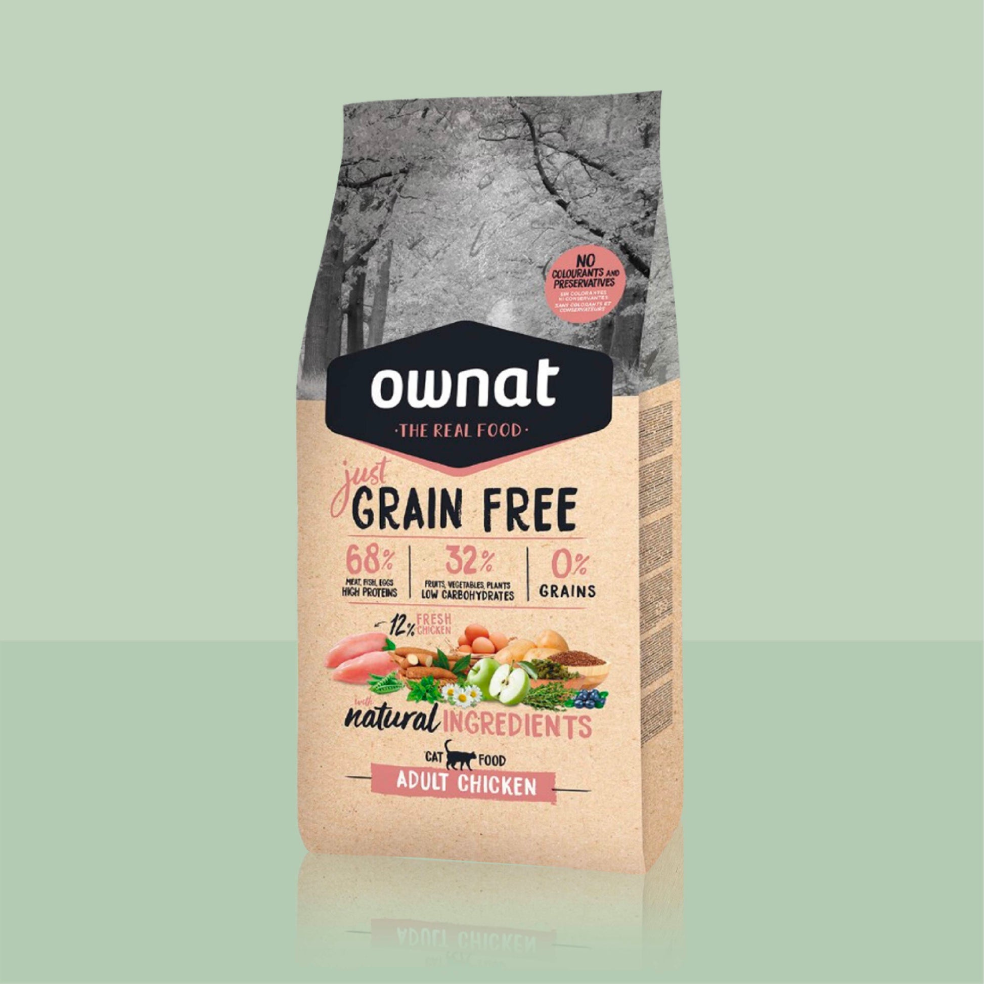 1 sac OWNAT JUST Adult Chicken 8kg + 1 pare soleil OFFERT