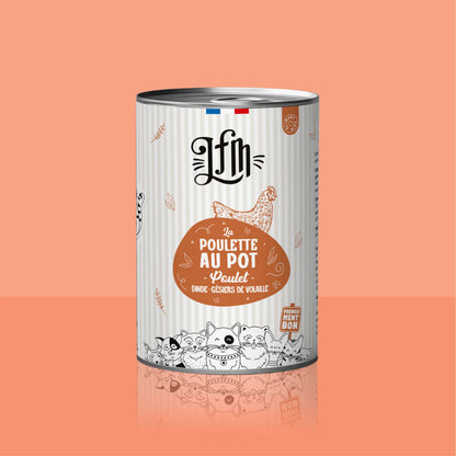 Routine hydratation chat : 6 pâtées Poulette au pot + 1 mini bol de léchage + 1 couvercle