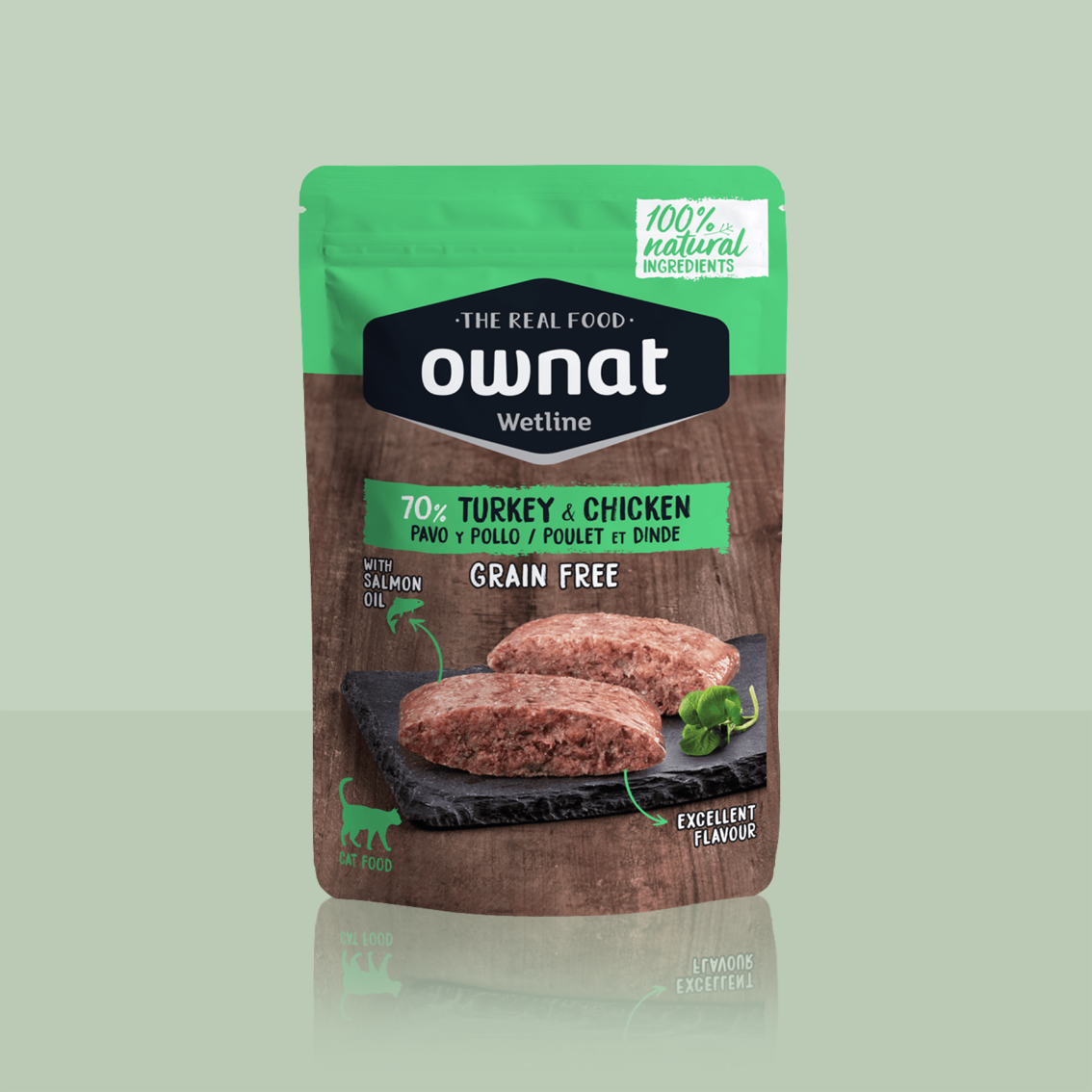 Packung mit 3 OWNAT Frischebeuteln für Katzen