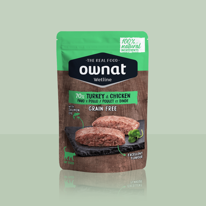 Packung mit 3 OWNAT Frischebeuteln für Katzen