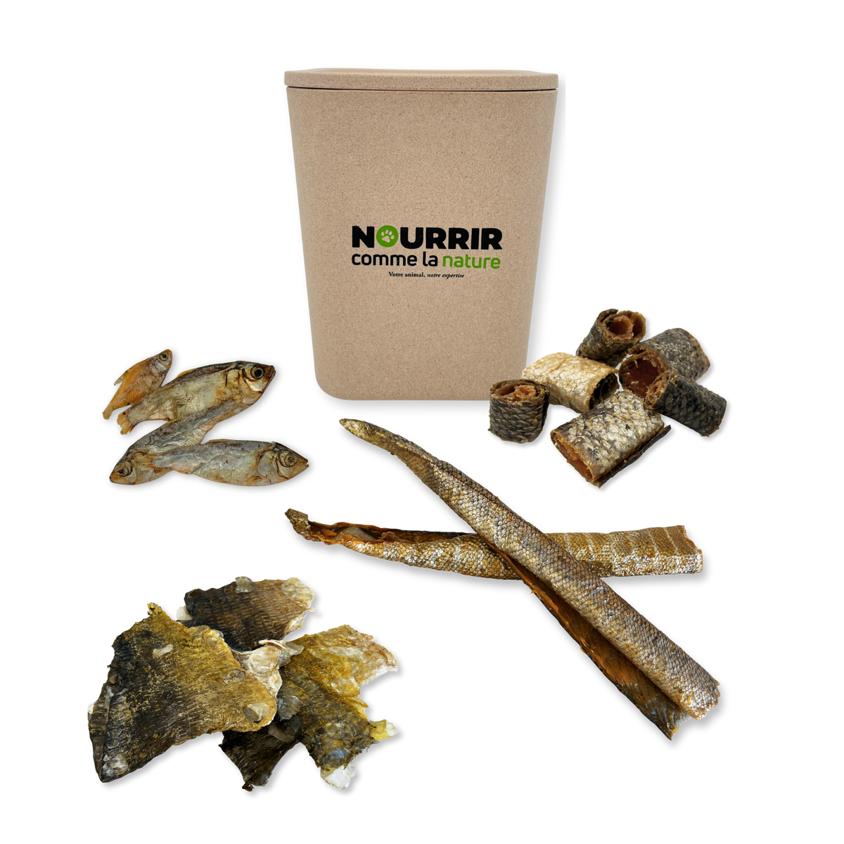 Lot friandises naturelles poisson + boîte hermétique OFFERTE