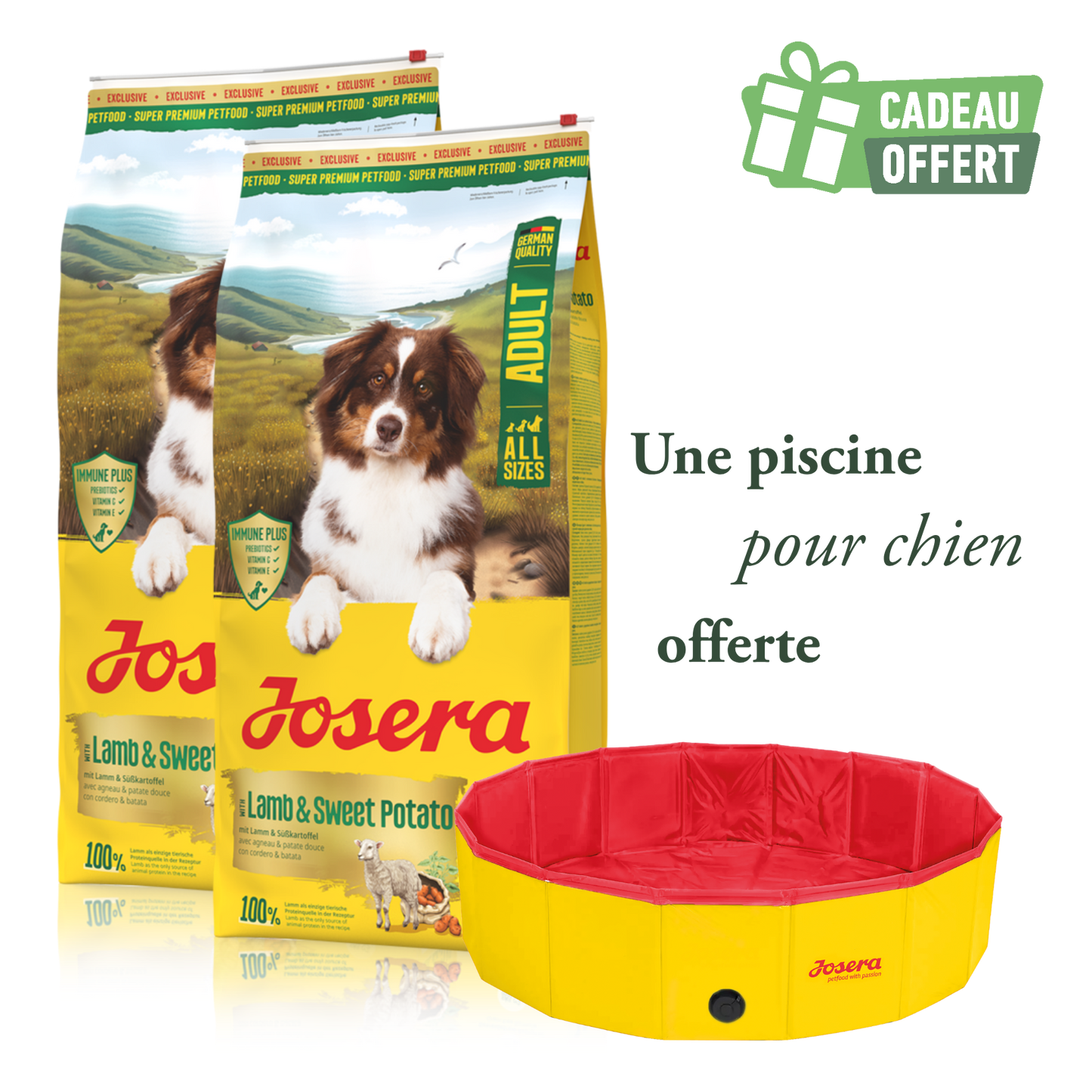 Lot 2 sacs Canard & Pomme de terre 12.5 kg + 1 piscine offerte