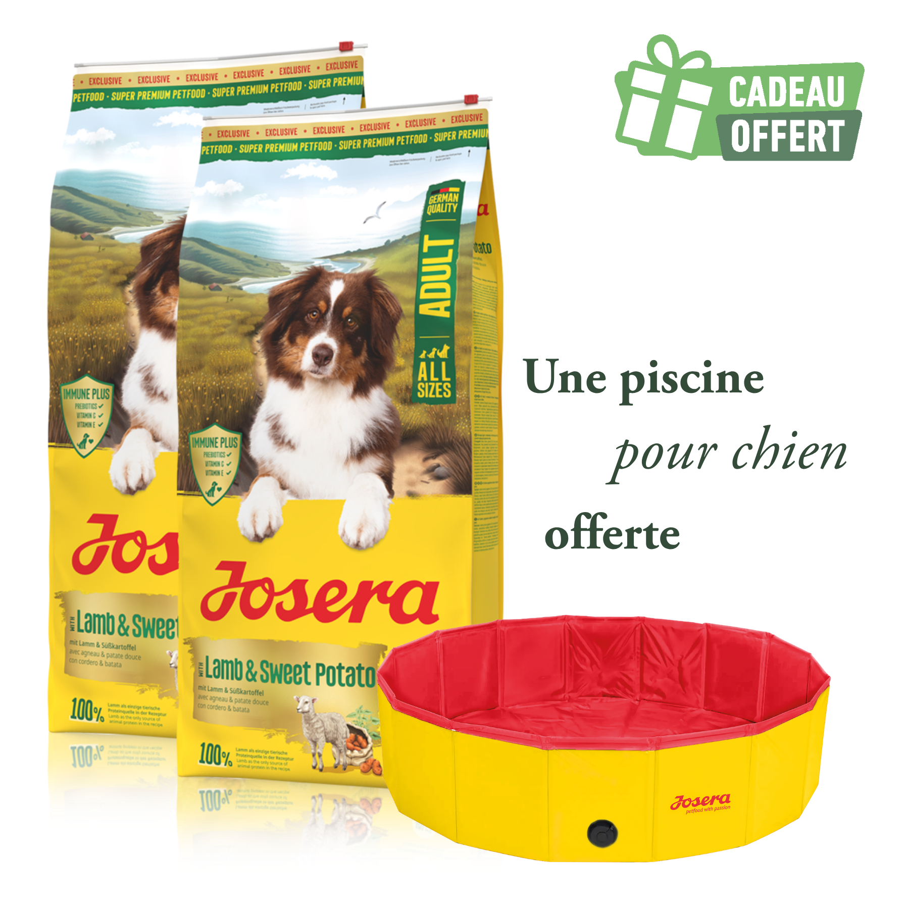 Lot 2 sacs Canard & Pomme de terre 12.5 kg + 1 piscine offerte