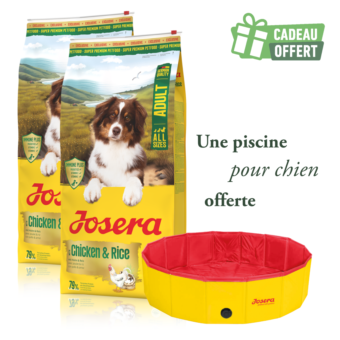 Lot 2 sacs Poulet & Riz 12.5 kg + 1 piscine offerte
