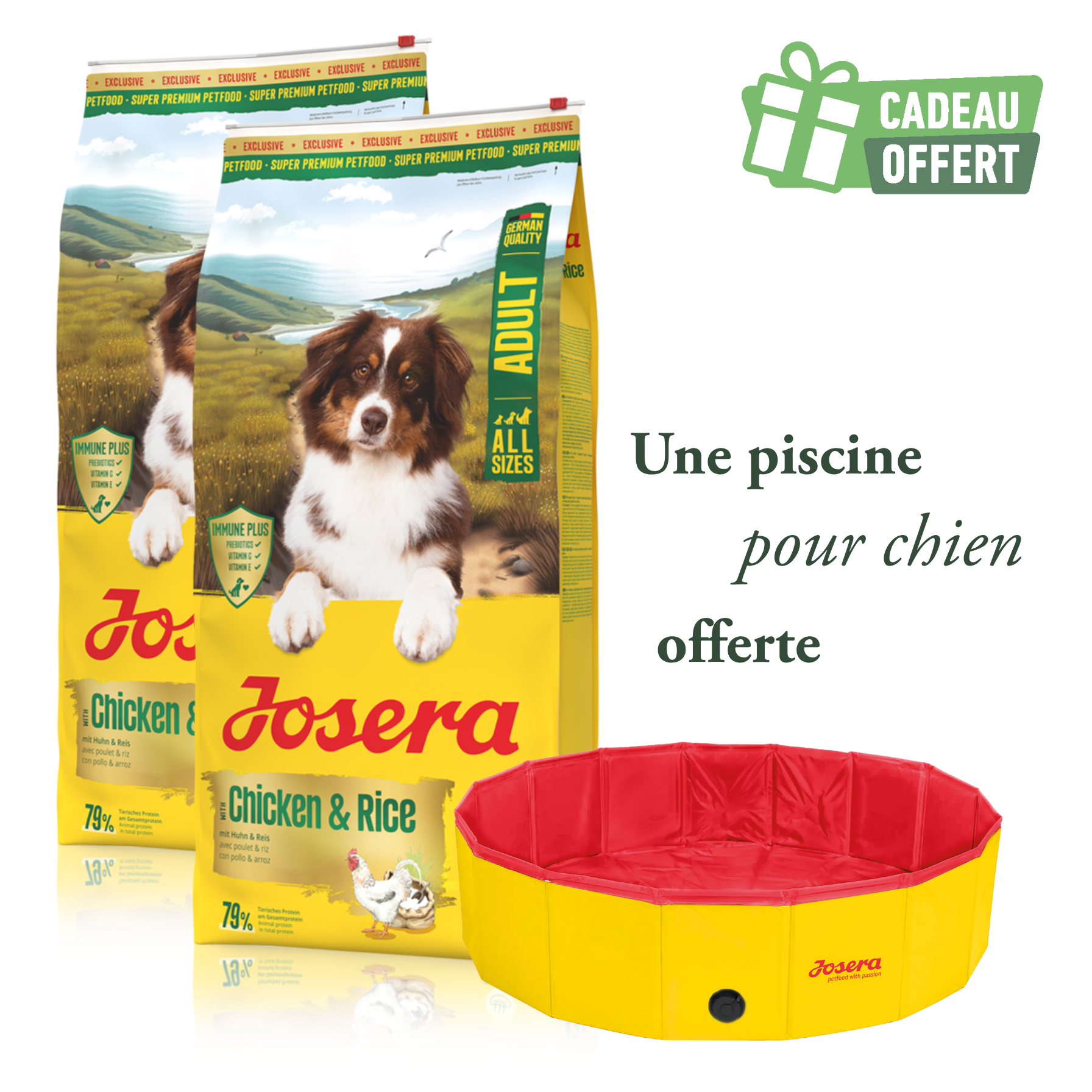 Lot 2 sacs Poulet & Riz 12.5 kg + 1 piscine offerte