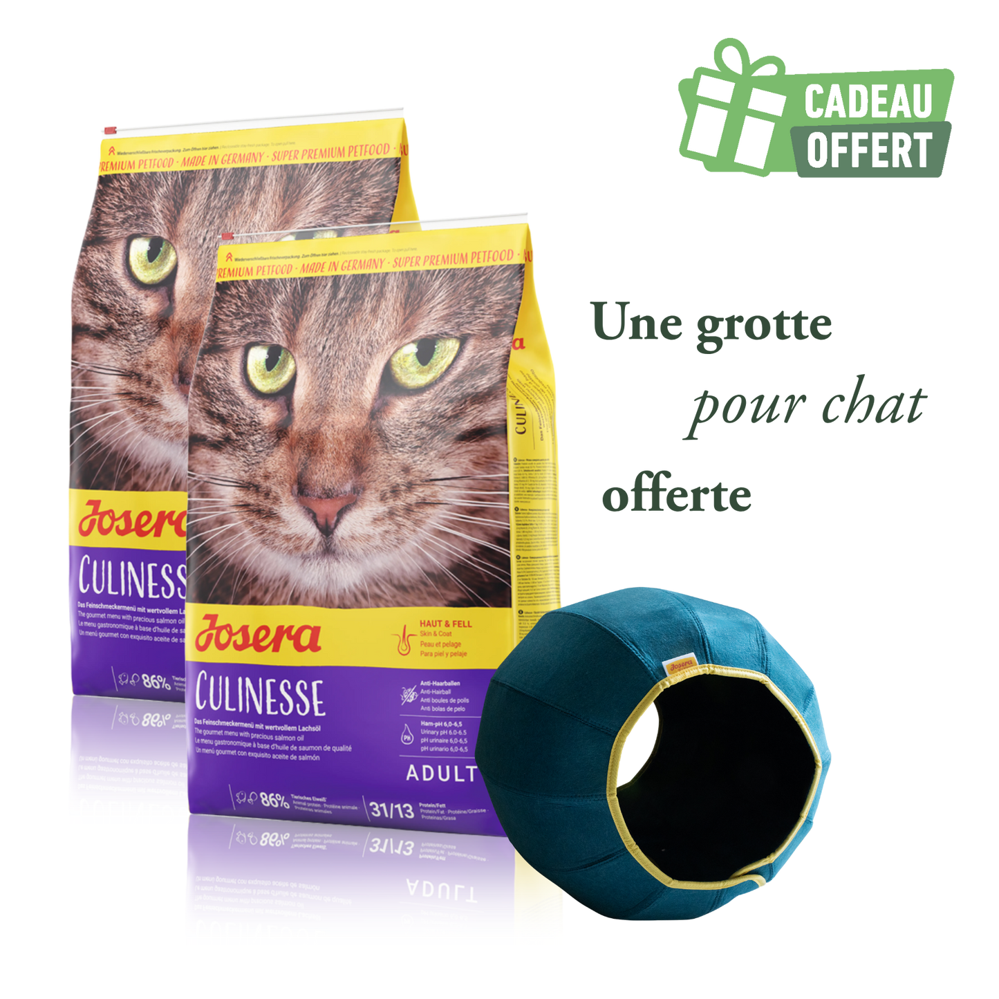 Lot 2 sacs Culiness 10kg + 1 grotte offerte