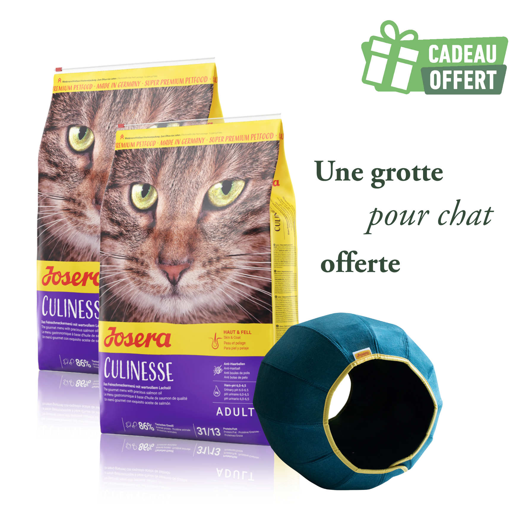 Lot 2 sacs Culiness 10kg + 1 grotte offerte