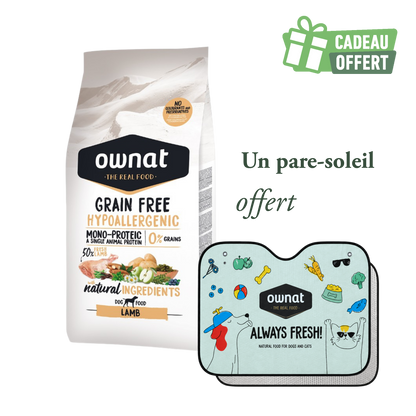 1 sac OWNAT Hypoallergenic lamb 12kg + 1 pare soleil OFFERT