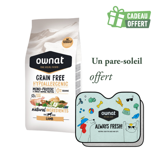 1 sac OWNAT Hypoallergenic lamb 12kg + 1 pare soleil OFFERT