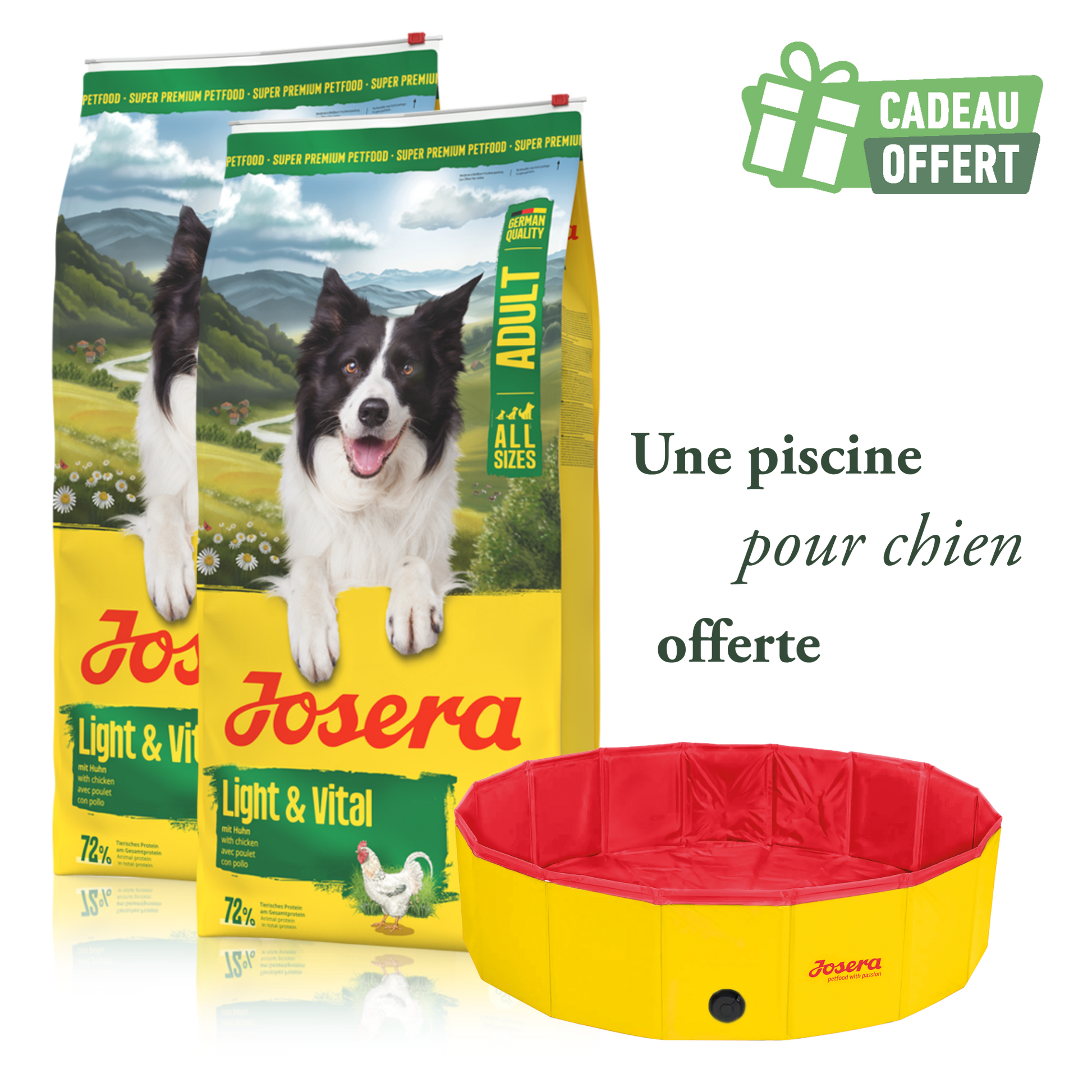 Lot de 2 sacs Light & Vital 12.5 kg + 1 piscine offerte