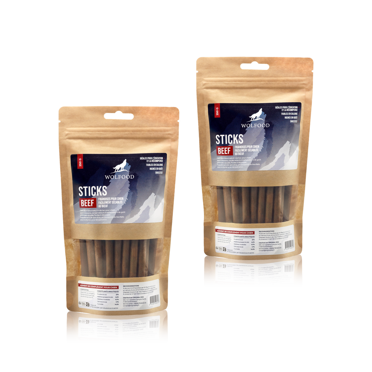 Lot de 2 Sticks Boeuf Wolfood