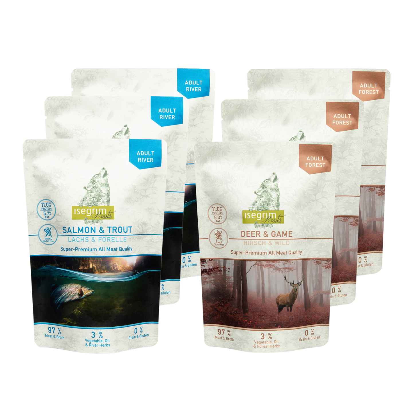 Lot 3 pâtées avec saumon et truite + 3 pâtées cerf et gibier