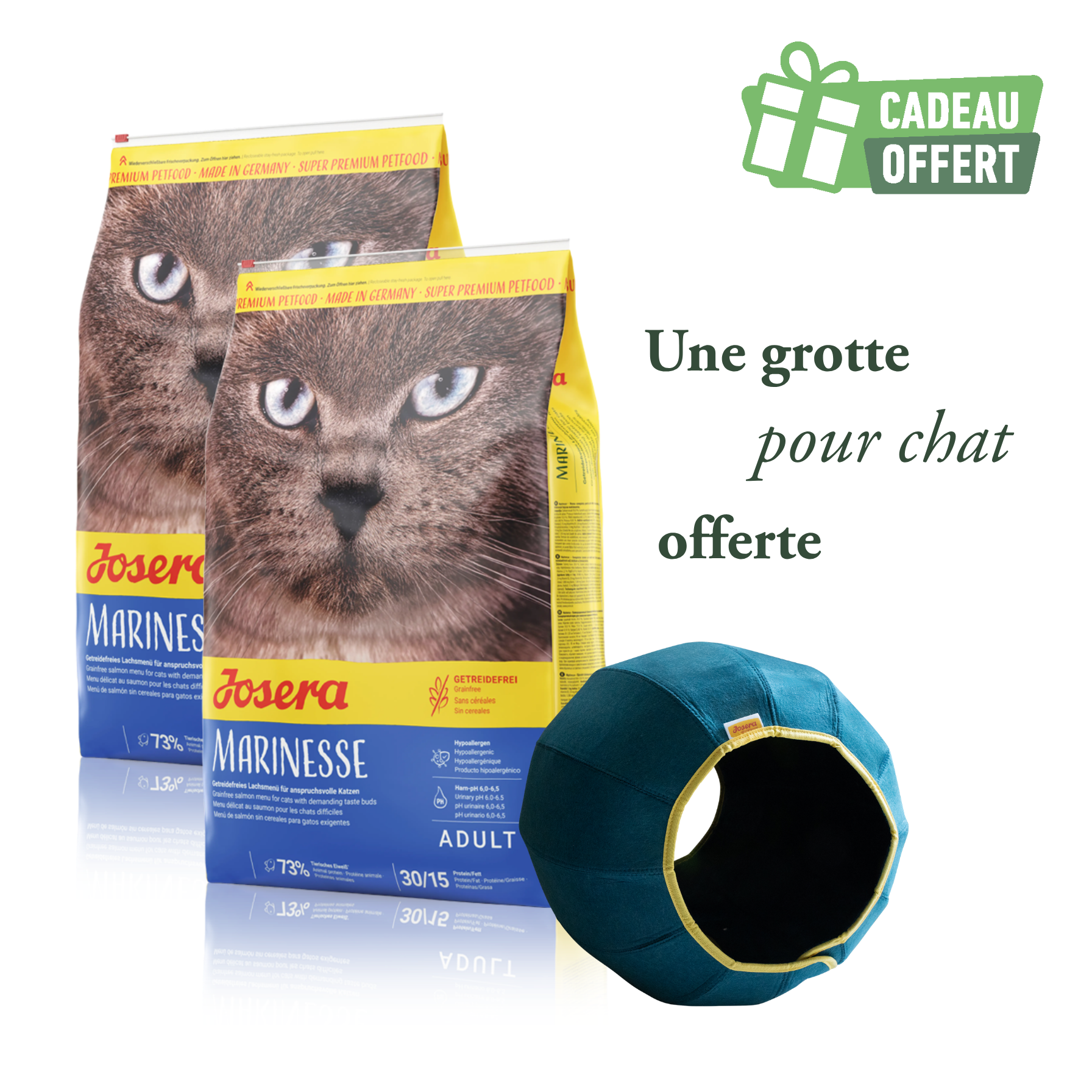 Lot 2 sacs Mariness 10kg + 1 grotte offerte