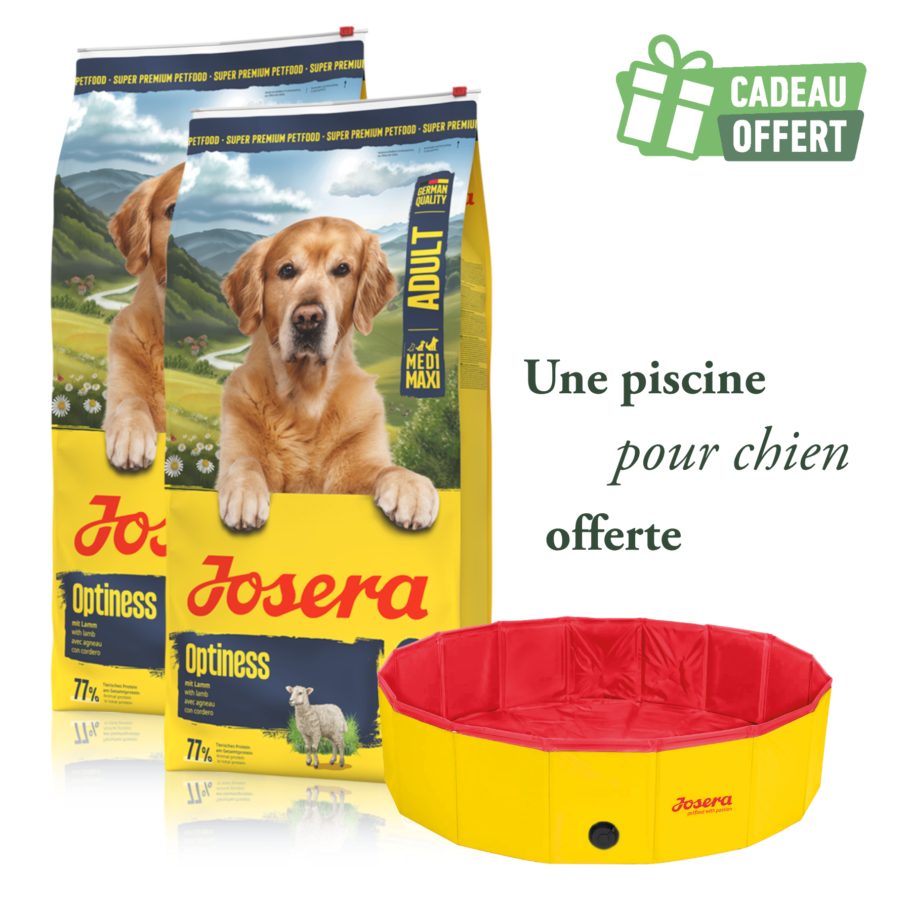 Lot 2 sacs Optiness 12,5 kg + 1 piscine offerte