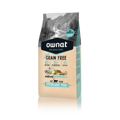 1 sac OWNAT JUST GF Sterilized Fish 8kg + 1 pare soleil OFFERT