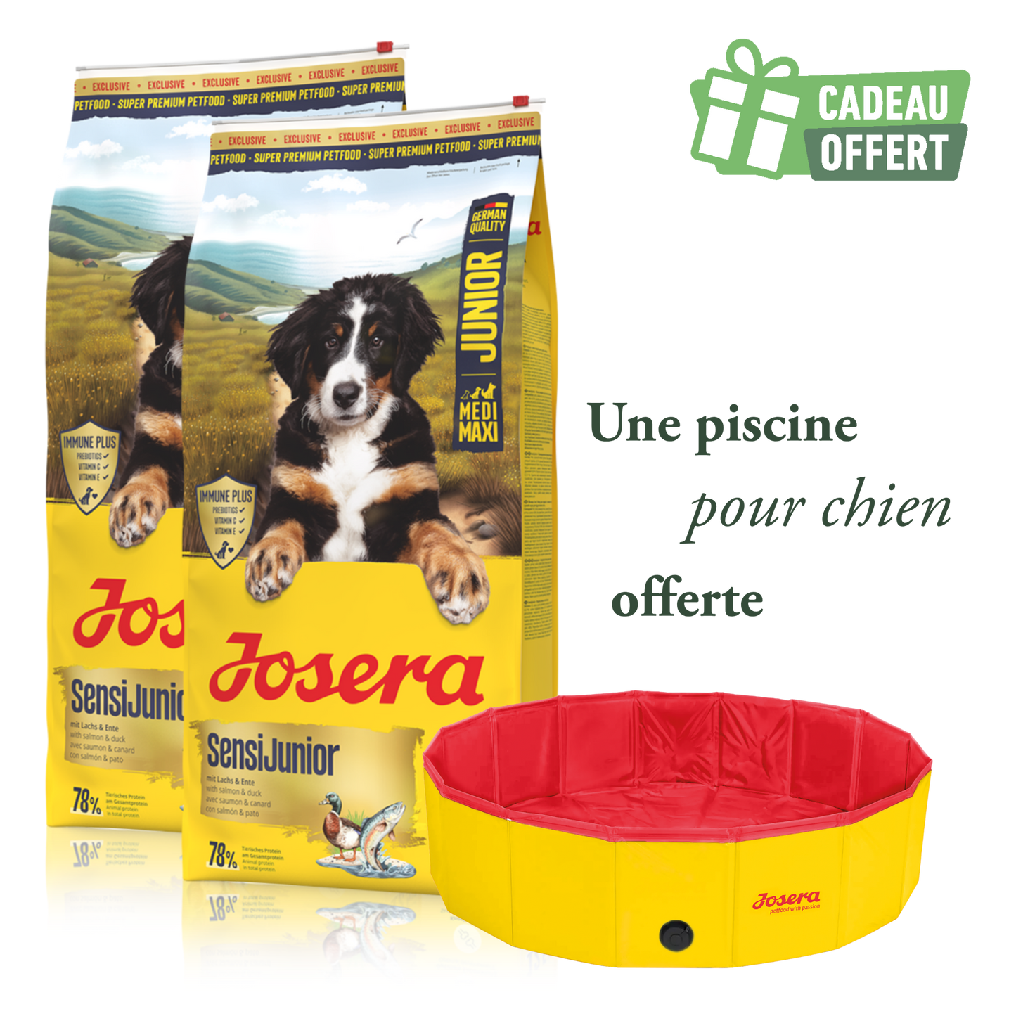 Lot de 2 sacs Sensi Junior 12.5 kg + 1 piscine offerte