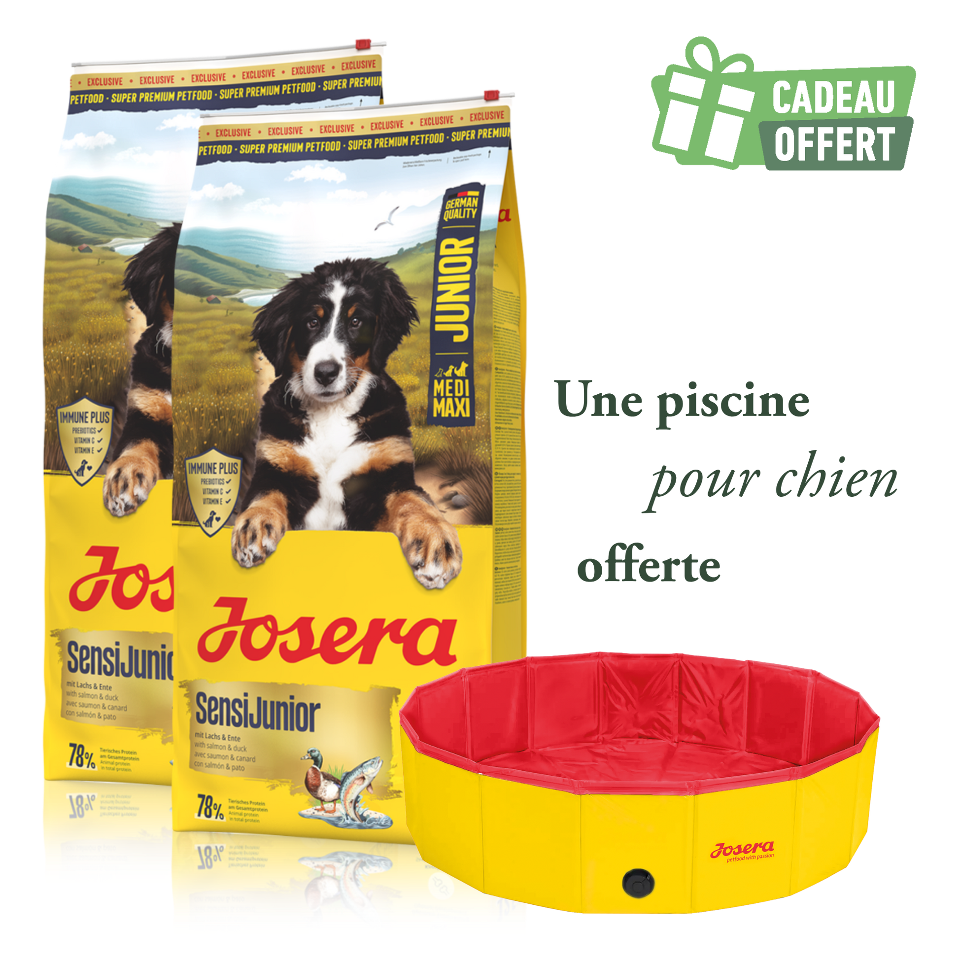 Lot de 2 sacs Sensi Junior 12.5 kg + 1 piscine offerte