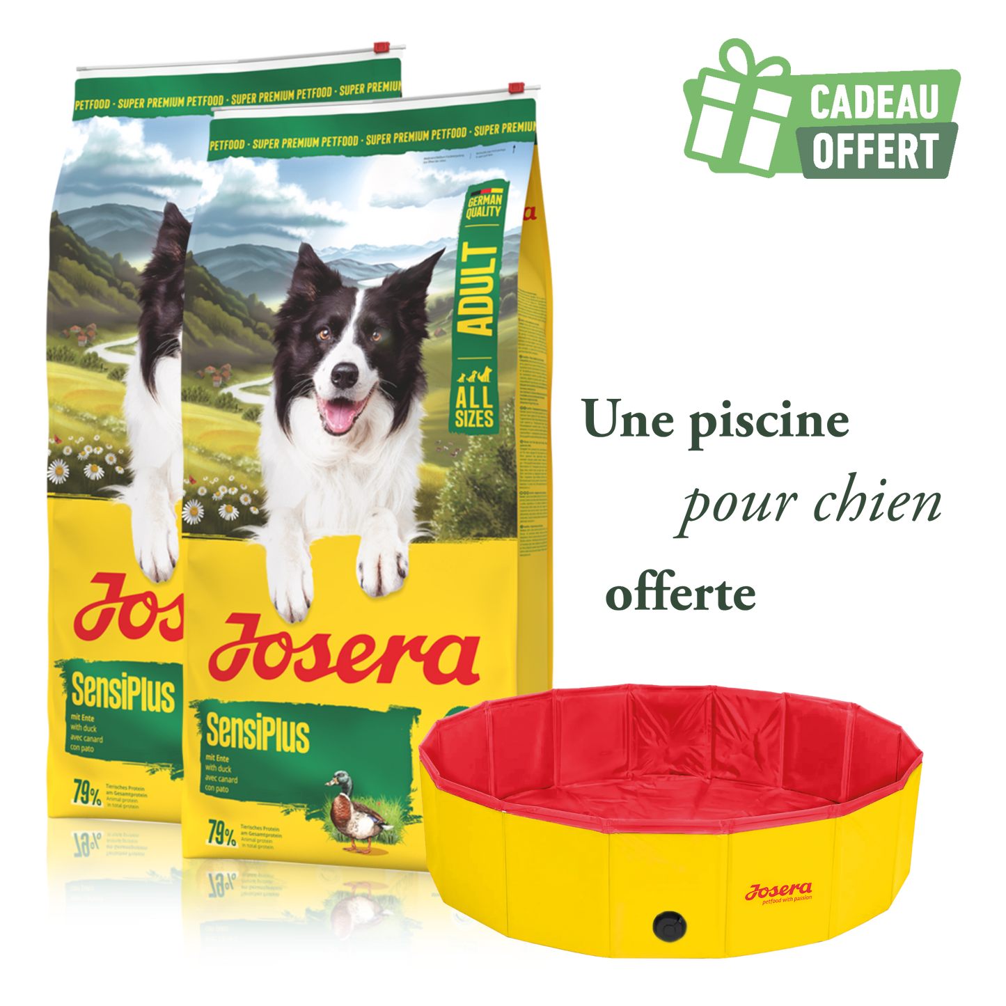 Lot de 2 sacs Sensi Plus 12.5 kg + 1 piscine offerte