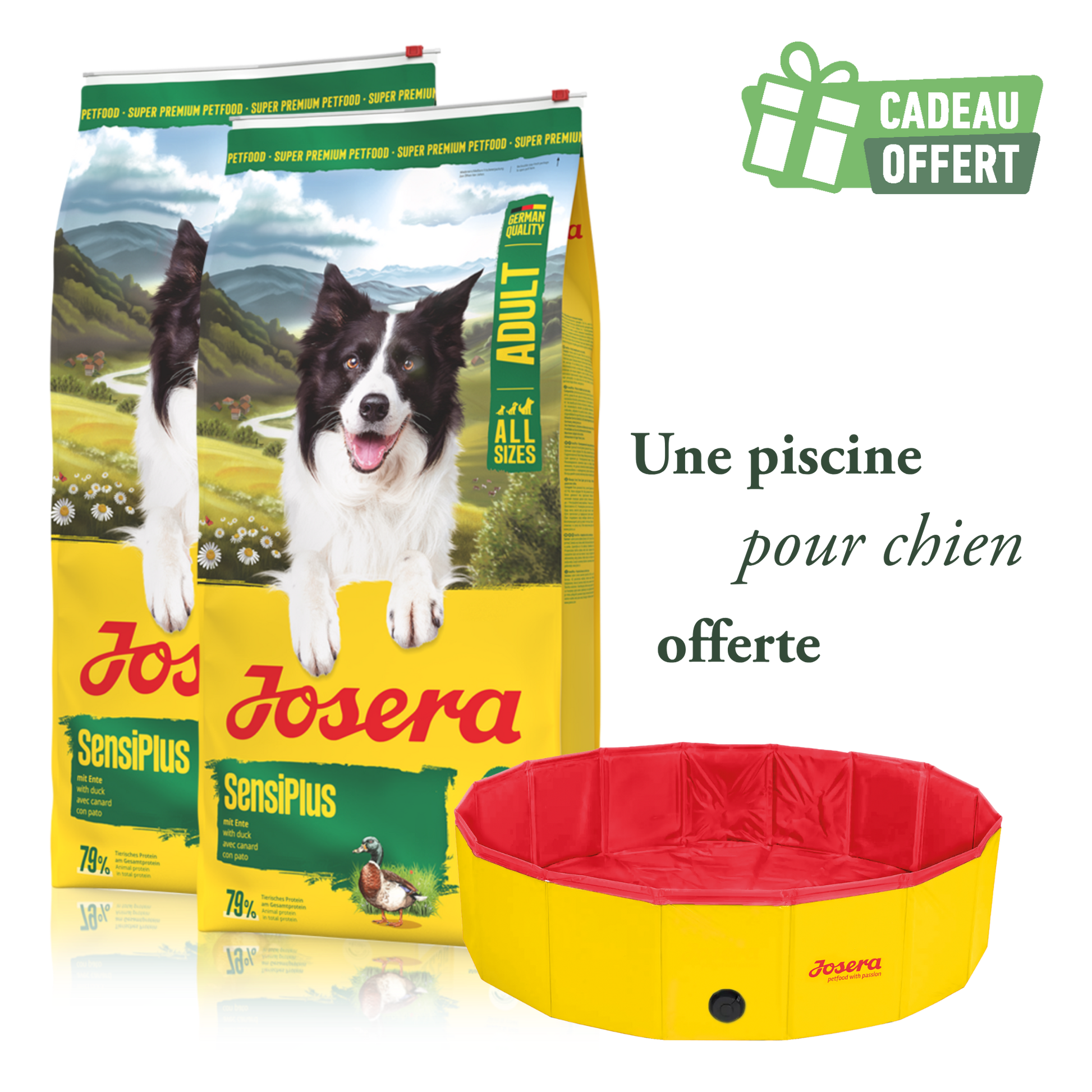 Lot de 2 sacs Sensi Plus 12.5 kg + 1 piscine offerte