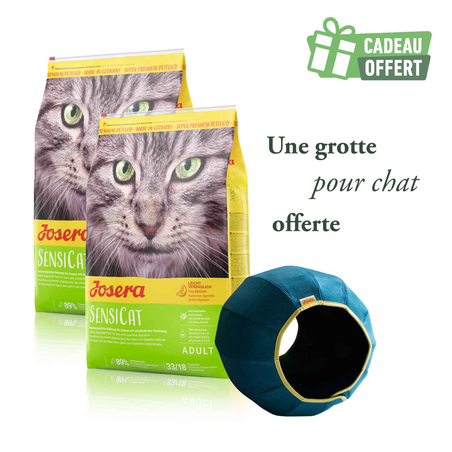 Lot 2 sacs Sensicat 10kg + 1 grotte offerte