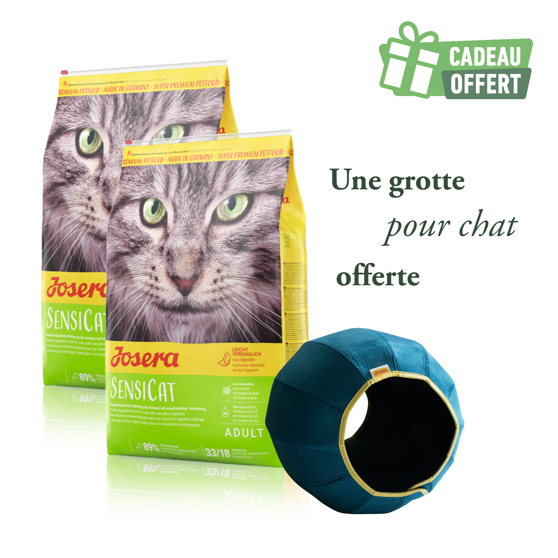 Lot 2 sacs Sensicat 10kg + 1 grotte offerte