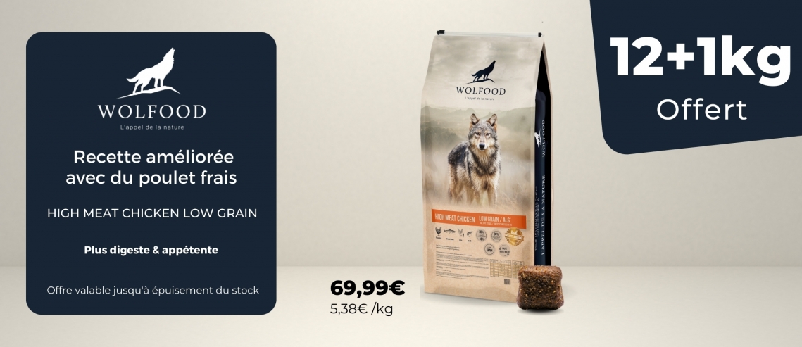 PROMO WOLFOOD NEW ORIGINAL HIGH MEAT ET HIGH MEAT CHIKEN